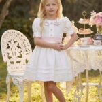 فستان أنيق مطرز بياقة مع ربطة رأس للبنات