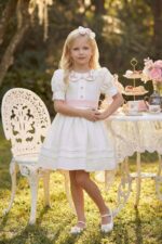 فستان أنيق مطرز بياقة مع ربطة رأس للبنات