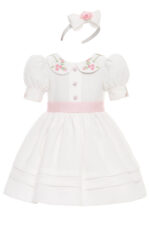 ⁦فستان أنيق مطرز بياقة مع ربطة رأس للبنات⁩ - الصورة ⁦2⁩