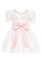 ⁦فستان أنيق مطرز بياقة مع ربطة رأس للبنات⁩ - الصورة ⁦3⁩