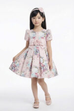 ⁦فستان بنات بنقشة الأزهار مع رباط رأس للأعمار من 3 إلى 7 سنوات⁩ - الصورة ⁦3⁩