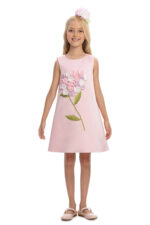 ⁦فستان باقة الزهور ثلاثي الأبعاد للفتيات مع رباط رأس ٣-٧ سنوات⁩ - الصورة ⁦2⁩