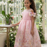 فستان طويل مزهر للفتيات من بودر، للأعمار من 3 إلى 7 سنوات