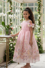 فستان طويل مزهر للفتيات من بودر، للأعمار من 3 إلى 7 سنوات