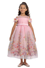 ⁦فستان طويل مزهر للفتيات من بودر، للأعمار من 3 إلى 7 سنوات⁩ - الصورة ⁦2⁩