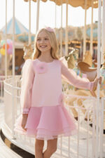 فستان أورجانزا مزين بالزهور للفتيات من عمر 3 إلى 7 سنوات