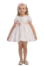 ⁦فستان أطفال بودرة مزين بزخارف فيونكات وعصابة رأس مزهرة من 6 إلى 24 شهرًا⁩ - الصورة ⁦2⁩