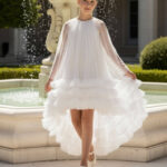 فستان تول متعدد الطبقات مع عباءة للبنات ٨-١٤ سنة