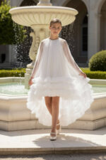 فستان تول متعدد الطبقات مع عباءة للبنات ٨-١٤ سنة