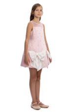 ⁦فستان البنات الوردي مع فيونكة اللؤلؤ للأعمار من 8 إلى 14 سنة⁩ - الصورة ⁦3⁩