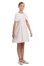 ⁦فستان الفتيات بكاب مزين باللؤلؤ بلون الكريمي للأعمار من 8 إلى 14 سنة⁩ - الصورة ⁦3⁩