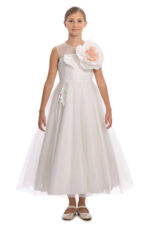 ⁦فستان تول زهري للفتيات ٨-١٤ سنة بلون الكريمي⁩ - الصورة ⁦2⁩