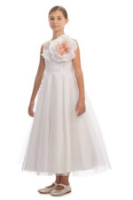 ⁦فستان تول زهري للفتيات ٨-١٤ سنة بلون الكريمي⁩ - الصورة ⁦3⁩