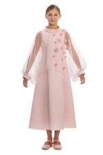 ⁦فستان بنات بودر مع طبقة علوية شفافة قابلة للفصل للأعمار من 8 إلى 14 سنة⁩ - الصورة ⁦2⁩