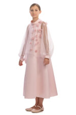 ⁦فستان بنات بودر مع طبقة علوية شفافة قابلة للفصل للأعمار من 8 إلى 14 سنة⁩ - الصورة ⁦3⁩