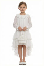 ⁦فستان شيفون بكشكش للبنات مع حقيبة - من عمر 3 إلى 7 سنوات⁩ - الصورة ⁦3⁩