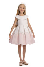 ⁦فستان بوردر جيرلز بطرف مزهر مع فيونكة للأعمار من 3 إلى 7 سنوات⁩ - الصورة ⁦3⁩