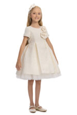 ⁦فستان جاكار بنات بلون العاج للأعمار من 3 إلى 7 سنوات⁩ - الصورة ⁦3⁩