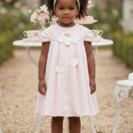 فستان وردي للبنات مع رباط رأس ٦-٢٤ شهر