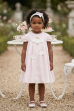 فستان وردي للبنات مع رباط رأس ٦-٢٤ شهر