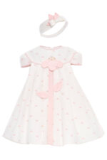 ⁦فستان وردي مع رباط رأس للبنات الرضع باللون الكريمي 6-24 شهر⁩ - الصورة ⁦2⁩