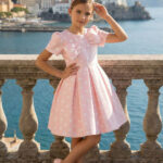 طقم فستان بنات بنقشة النقاط ورباط رأس للأطفال من 3 إلى 7 سنوات