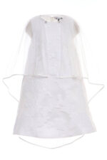 ⁦فستان جاكار بناتي بلون الكريمي بقصة على شكل حرف A مع عباءة للأعمار من 8 إلى 15 سنة⁩ - الصورة ⁦2⁩