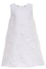 ⁦فستان جاكار بناتي بلون الكريمي بقصة على شكل حرف A مع عباءة للأعمار من 8 إلى 15 سنة⁩ - الصورة ⁦3⁩