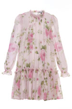 ⁦فستان شيفون وردي بأكمام طويلة للبنات من 8 إلى 15 سنة⁩ - الصورة ⁦2⁩