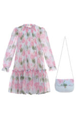 ⁦فستان شيفون أزرق للبنات مع حقيبة مطابقة للأعمار من 3 إلى 7 سنوات⁩ - الصورة ⁦2⁩