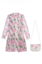 ⁦فستان شيفون للفتيات بلون العاج مع حقيبة مطابقة للأعمار من 3 إلى 7 سنوات⁩ - الصورة ⁦2⁩