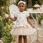 فستان تول بيج مزين بفيونكة مع رباط رأس للبنات 6-24 شهر