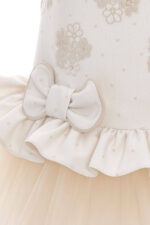 ⁦فستان تول بيج مزين بفيونكة مع رباط رأس للبنات 6-24 شهر⁩ - الصورة ⁦3⁩