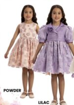 ⁦طقم فستان ليلكي  بنات بنقشة ورود ورباط رأس و جاكيت مبطن للأطفال من 3 إلى 7 سنوات⁩ - الصورة ⁦3⁩