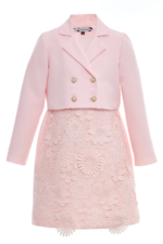 ⁦طقم فستان وسترة من الدانتيل الزهري للبنات (من عمر 8 إلى 15 سنة)⁩ - الصورة ⁦3⁩