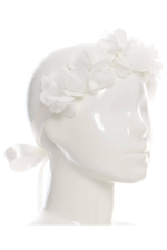 ⁦طقم فستان ساتان مزين بحزام زهور وعصابة رأس مزينة بالزهور للبنات (من عمر 3 إلى 7 سنوات)⁩ - الصورة ⁦4⁩