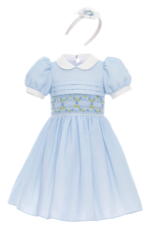 ⁦فستان كلاسيكي مطرز مع عصابة رأس (3–7 سنوات)⁩ - الصورة ⁦2⁩