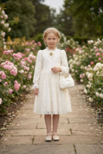 ⁦فستان دانتيل كلاسيكي للبنات مع حقيبة (من عمر 3 إلى 7 سنوات)⁩ - الصورة ⁦3⁩