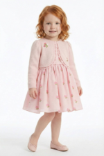 ⁦فستان وجاكيت مطرز بالورود للبنات من باودر بيبي، مقاسات من 6 إلى 24 شهر⁩ - الصورة ⁦2⁩