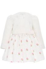 ⁦طقم فستان وسترة مطرز بالورود باللون البيج الفاتح للبنات الصغيرات، مقاس 6-24 شهرا⁩ - الصورة ⁦5⁩