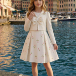 طقم فستان وجاكيت مطبوع عليه زهور للبنات (من عمر 8 إلى 15 سنة):