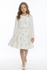 ⁦طقم فستان وجاكيت مطبوع عليه زهور للبنات (من عمر 8 إلى 15 سنة):⁩ - الصورة ⁦2⁩