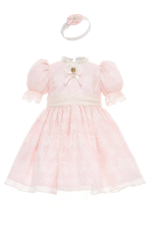 ⁦فستان دانتيل عتيق للفتيات الصغيرات مع عصابة رأس (من 6 إلى 24 شهرًا⁩ - الصورة ⁦3⁩