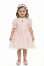 ⁦فستان دانتيل عتيق للفتيات الصغيرات مع عصابة رأس (من 6 إلى 24 شهرًا⁩ - الصورة ⁦2⁩