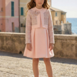 طقم فستان وسترة من التويد للبنات (من عمر 8 إلى 15 سنة)