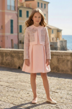 طقم فستان وسترة من التويد للبنات (من عمر 8 إلى 15 سنة)