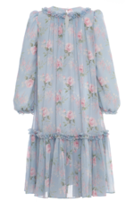 ⁦فستان شيفون أزرق بأكمام طويلة للبنات من عمر 8 إلى 15 سنة⁩ - الصورة ⁦4⁩